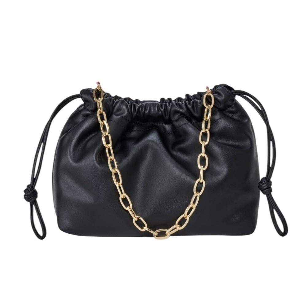 New Universal  Thread Jewelry Chain Clutch‎ Handbag Black Chain Gold Strap